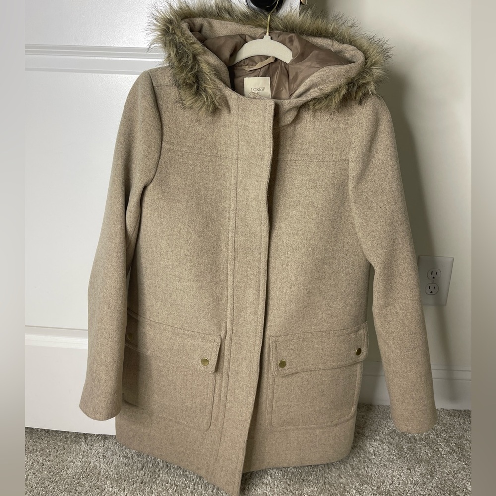 JCrew Hooded Wool Coat
